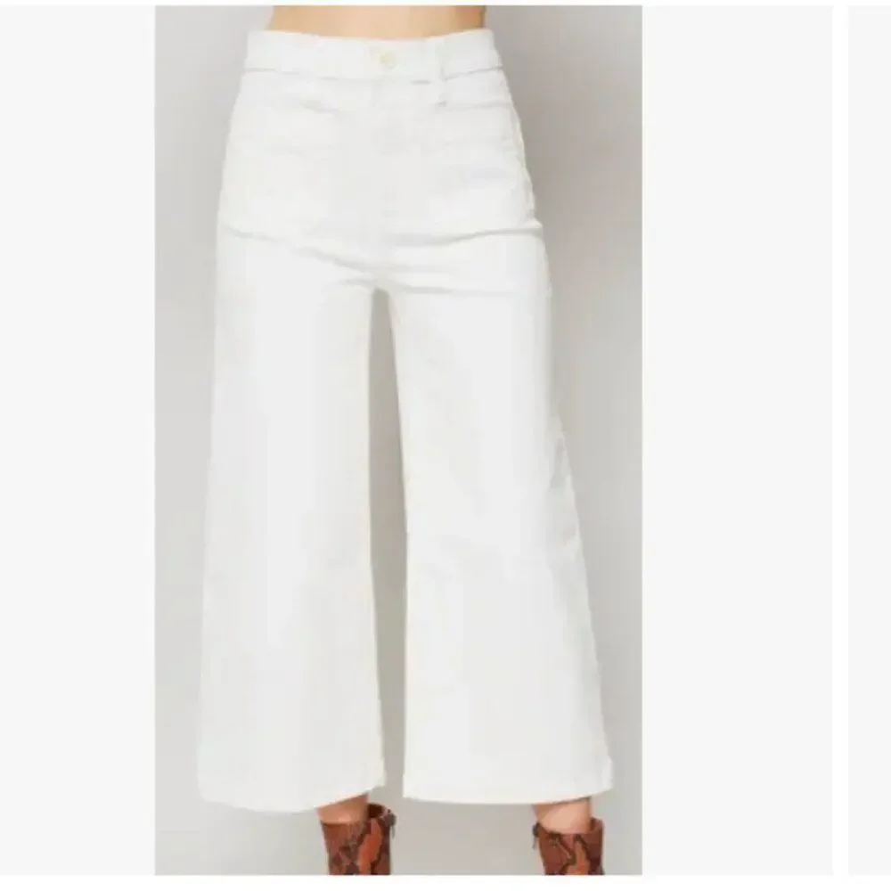 Point Sur J. Crew Womens Size 31 White Crop Wide Leg Cotton Jeans